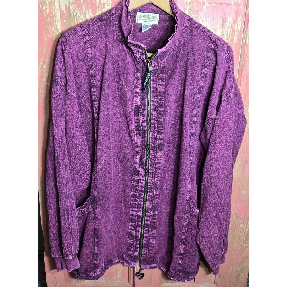 RARE VTG 80s Honey Komb Magenta Purple Acid Wash Womens Jacket Ezze Wear Sz M